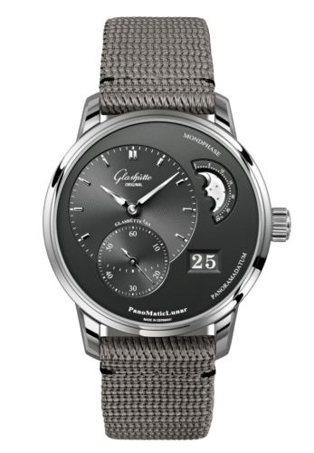 Glashutte Original PanoMatic Lunar Stainless Steel / Grey / Synthetic 1-90-02-43-32-66