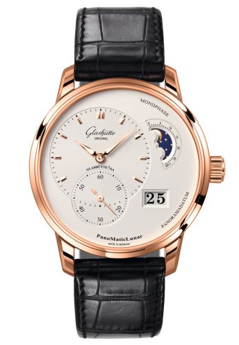Glashutte Original PanoMatic Lunar Red Gold / Silver / Alligator / Pin 1-90-02-45-35-01