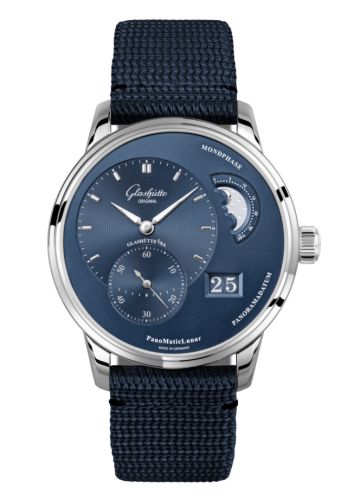 Glashutte Original PanoMatic Lunar Stainless Steel / Blue / Synthetic 1-90-02-46-32-34