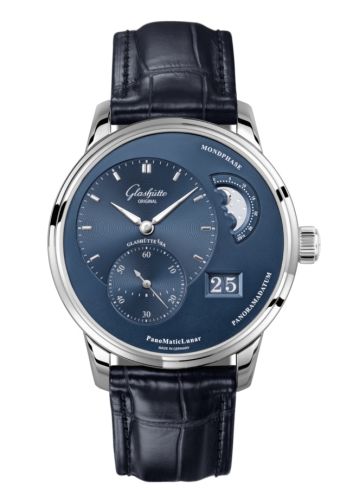 Glashutte Original PanoMatic Lunar Stainless Steel / Blue / Alligator - Folding 1-90-02-46-32-61