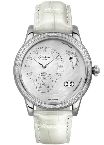 Glashutte Original PanoMatic Luna Stainless Steel / Diamond / MOP / Alligator / Pin 1-90-12-01-12-01