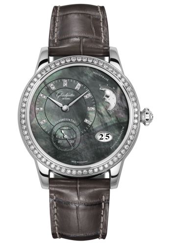 Glashutte Original PanoMatic Luna Stainless Steel / Diamond / Tahiti MOP / Alligator / Pin 1-90-12-02-12-02