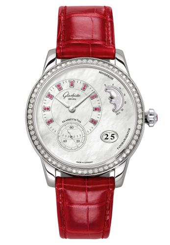 Glashutte Original PanoMatic Luna Stainless Steel / Diamond / MOP / Alligator / Pin 1-90-12-05-30-01