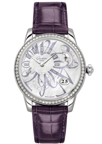 Glashutte Original PanoMatic Luna Stainless Steel / Diamond / MOP / Alligator / Pin 1-90-12-06-12-01