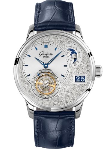 Glashutte Original PanoLunar Tourbillon Platinum / Hand-Engraved / Alligator - Folding 1-93-12-01-03-30