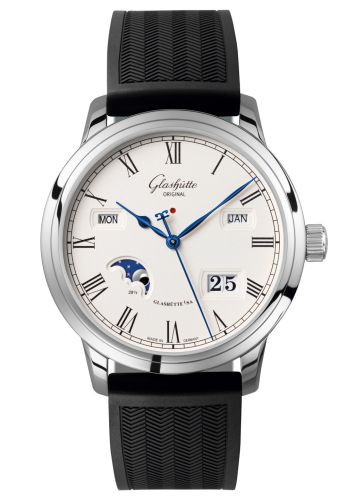 Glashutte Original Senator Perpetual Calendar Stainless Steel / Silver / Rubber / Pin 100-02-22-12-06