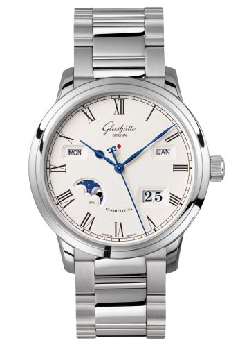 Glashutte Original Senator Perpetual Calendar Stainless Steel / Silver/ Bracelet 100-02-22-12-14