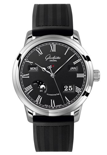 Glashutte Original Senator Perpetual Calendar Stainless Steel Black / Rubber / Folding 100-02-25-12-04