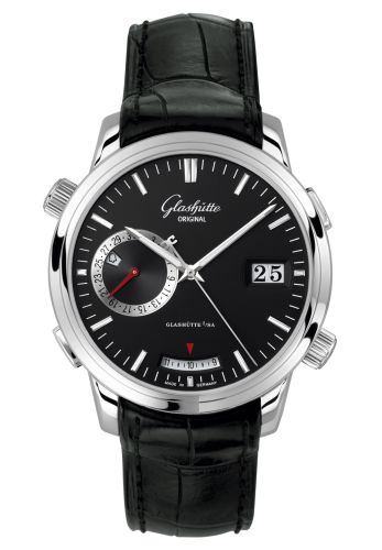 Glashutte Original Senator Diary Stainless Steel / Black / Alligator / Pin 100-13-02-02-01