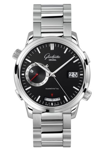 Glashutte Original Senator Diary Stainless Steel Bracelet / Black / Bracelet 100-13-02-02-14