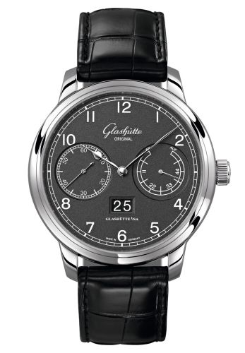Glashutte Original Senator Observer Stainless Steel / Grey / Alligator / Folding 100-14-02-02-04
