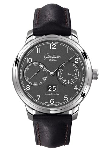 Glashutte Original Senator Observer Stainless Steel / Grey / Calf / Folding 100-14-02-02-55