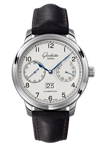 Glashutte Original Senator Observer Stainless Steel / Silver / Calf / Folding 100-14-05-02-05