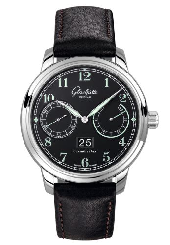 Glashutte Original Senator Observer Stainless Steel / Black / Calf / Pin 100-14-07-02-07
