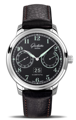 Glashutte Original Senator Observer Stainless Steel / Black / Calf - Folding 100-14-07-02-30