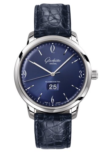 Glashutte Original Sixties Panorama Date Stainless Steel / Blue / Alligator / Pin 2-39-47-06-02-04