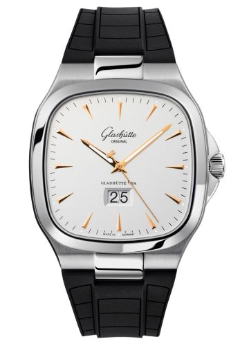 Glashutte Original Seventies Panorama Date Silver / Rubber / Folding 2-39-47-11-12-06