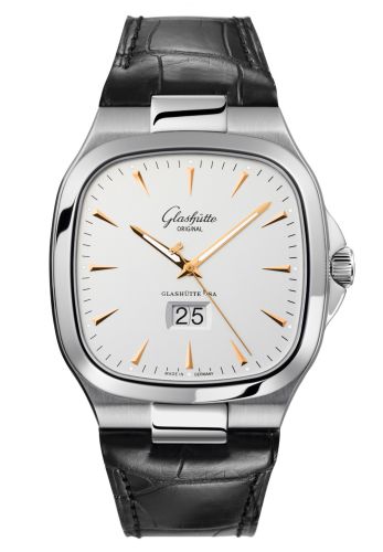 Glashutte Original Seventies Panorama Date Silver / Alligator / Folding 2-39-47-11-12-50