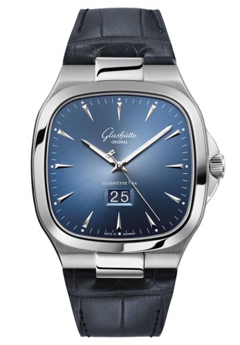 Glashutte Original Seventies Panorama Date Blue / Alligator / Folding 2-39-47-13-12-50