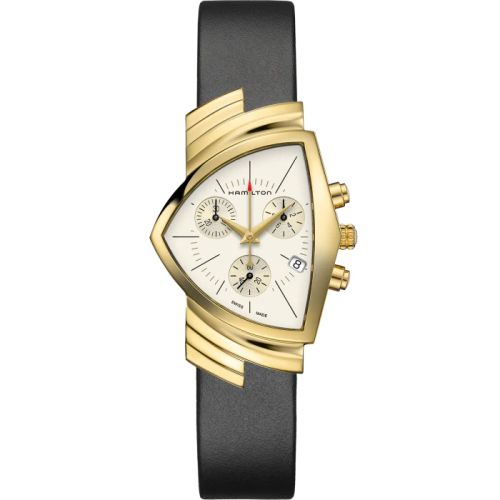 Hamilton Ventura Chrono Quartz 32.3 Yellow Gold / Silver H24422751