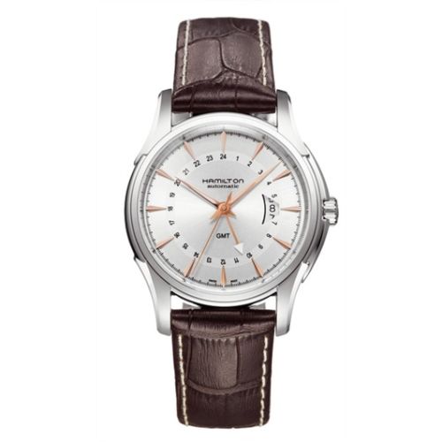 Hamilton Jazzmaster Traveler GMT 42mm Silver Dial / Gold Indexen H32585557
