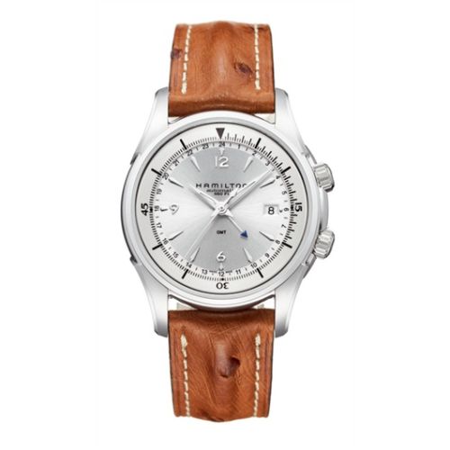 Hamilton Jazzmaster Traveler GMT 42mm Silver Dial / Ostrich H32625555