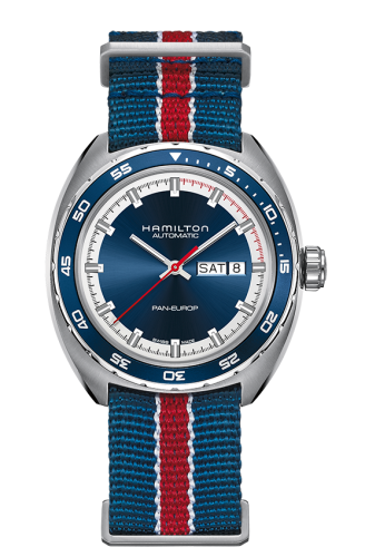 Hamilton Pan Europ Day Date Auto Stainless Steel / Blue H35405741