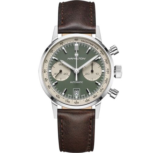 Hamilton Intra-Matic 68 Auto Chrono Stainless Steel / Green / Strap H38416560