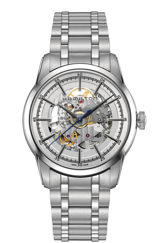 Hamilton Railroad 42 Skeleton Auto Stainless Steel / Silver / Bracelet H40655151