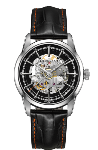 Hamilton Railroad 42 Skeleton Auto Stainless Steel / Black H40655731