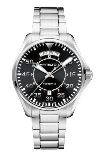 Hamilton Khaki Pilot Day Date Auto 42 Stainless Steel / Black / Bracelet H64615135