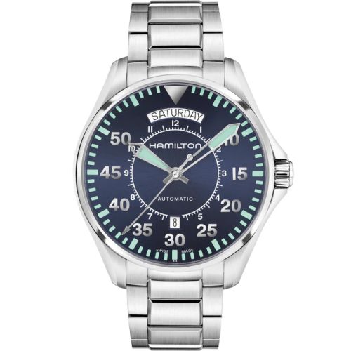 Hamilton Khaki Pilot Day Date Auto 42 Stainless Steel / Blue / Bracelet H64615145