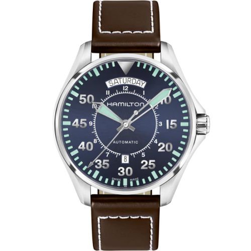 Hamilton Khaki Pilot Day Date Auto 42 Stainless Steel / Blue / Strap H64615545