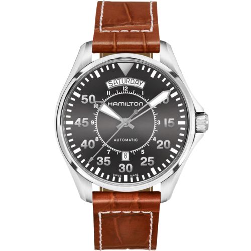 Hamilton Khaki Pilot Day Date Auto 42 Stainless Steel / Grey / Strap H64615585