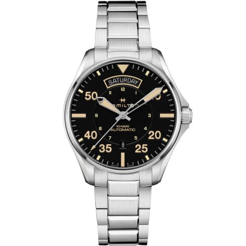 Hamilton Khaki Pilot Day Date Stainless Steel / Black / Bracelet H64645131