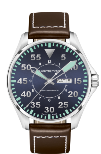 Hamilton Khaki Aviation Pilot Day Date 46 Stainless Steel / Blue / Strap H64715545
