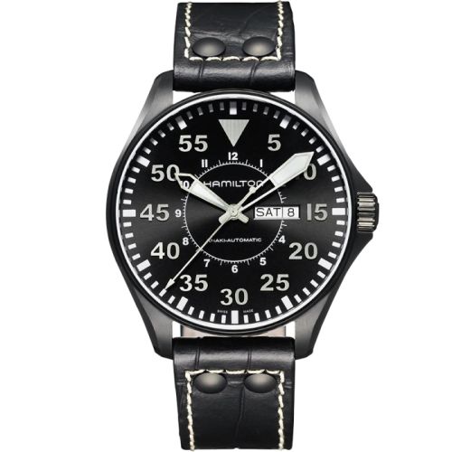 Hamilton Khaki Aviation Pilot Day Date Auto Black H64785835