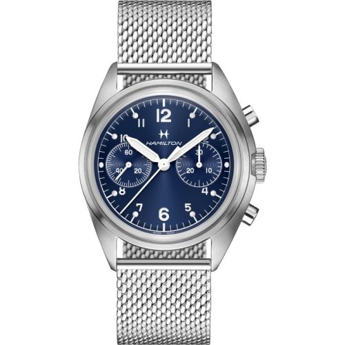 Hamilton Khaki Aviation Pilot Pioneer Mechanical Chronograph Stainless Steel / Blue / Bracelet H76409140