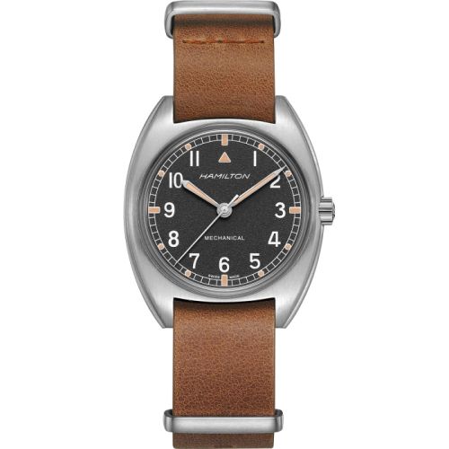 Hamilton Khaki Aviation Pilot Pioneer Mechanical Stainless Steel / Black / Leather H76419531