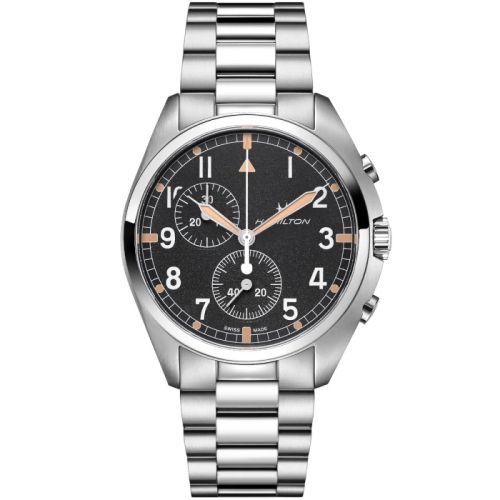 Hamilton Khaki Pilot Pioneer Chrono Quartz Stainless Steel / Black / / Bracelet H76522131