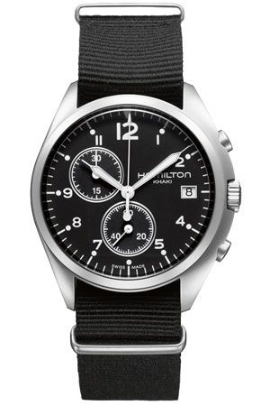Hamilton Khaki Pilot Pioneer Chrono Quartz Black / NATO H76552433