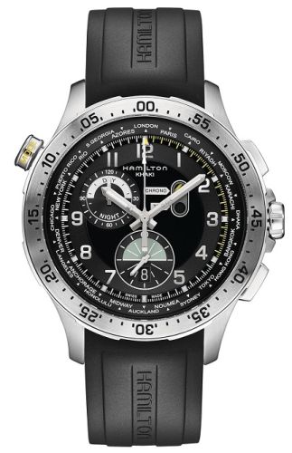 Hamilton Khaki Pilot Chrono Worldtimer Stainless Steel / Black / Rubber H76714335