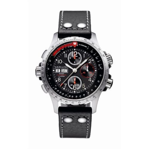 Hamilton Khaki Aviation X-Wind Automatic Black-Orange / Leather H77646733