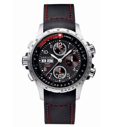 Hamilton Khaki Aviation X-Wind Automatic Black-Orange / Leather H77646833
