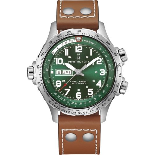 Hamilton Khaki Aviation X Wind Day Date Auto Stainless Steel / Green H77735560