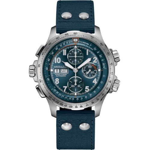 Hamilton Khaki Aviation X Wind Day Date Auto Chrono Blue / Canvas H77906940