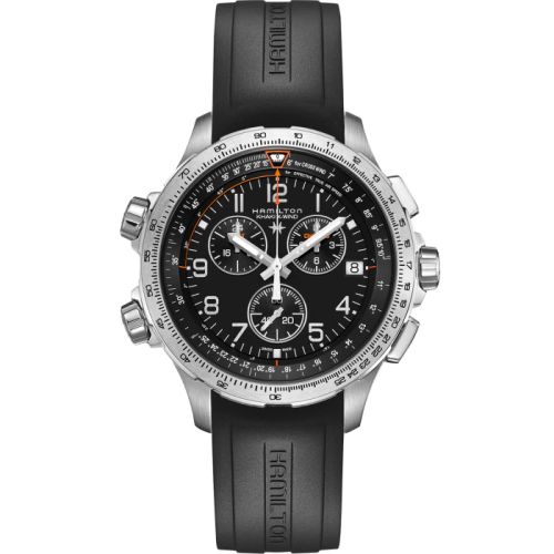 Hamilton Khaki Aviation X-Wind GMT Chrono Quartz Stainless Steel / Black / Rubber H77912335