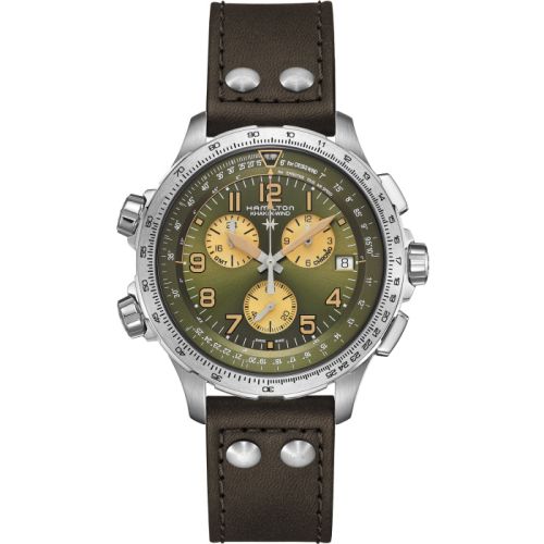 Hamilton Khaki Aviation X-Wind GMT Chrono Quartz Stainless Steel / Green H77932560