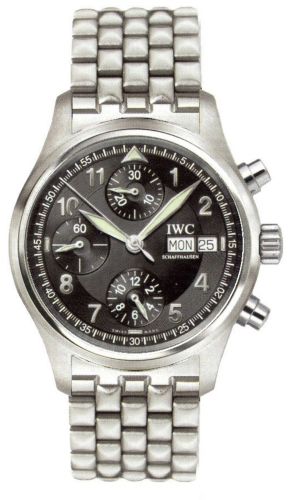 IWC Pilot's Watch Spitfire Chronograph Stainless Steel / Black / French / Bracelet IW3706-19