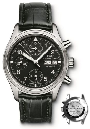 IWC Pilot's Watch Chronograph Stainless Steel / Black / Cathay Pacific IW3706-31
